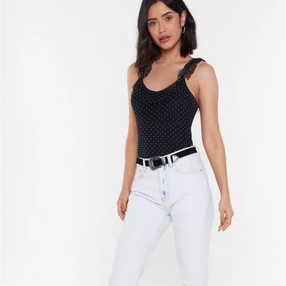 Nasty Gal Wardrobe Re-Mesh Pending Polka Dot Bodysuit - Picture 4 of 4